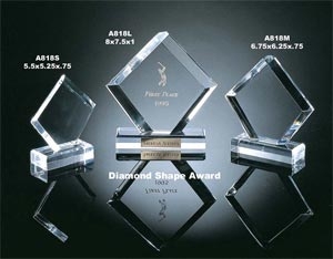 Clear Diamond Shape Award on base