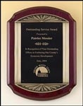 Rosewood stained Piano Finish Plaque with Antique Bronze Metal Casting