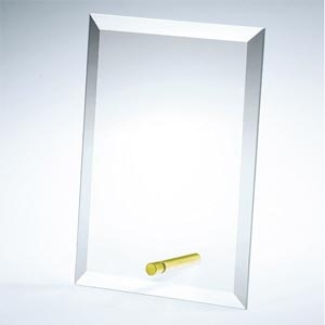 Beveled Rectangular Glass w/ Brass Pole