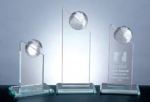 Jade Glass Globe Pinnacle Award with a optical crystal globe attached